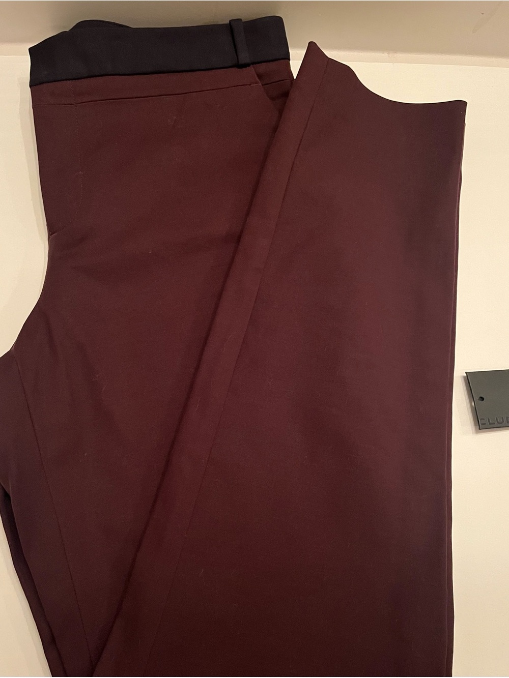 Club Monaco Burgundy Trousers with Black Waistband